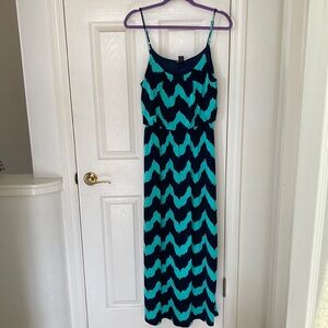 Zig zag blue and mint maxi dress